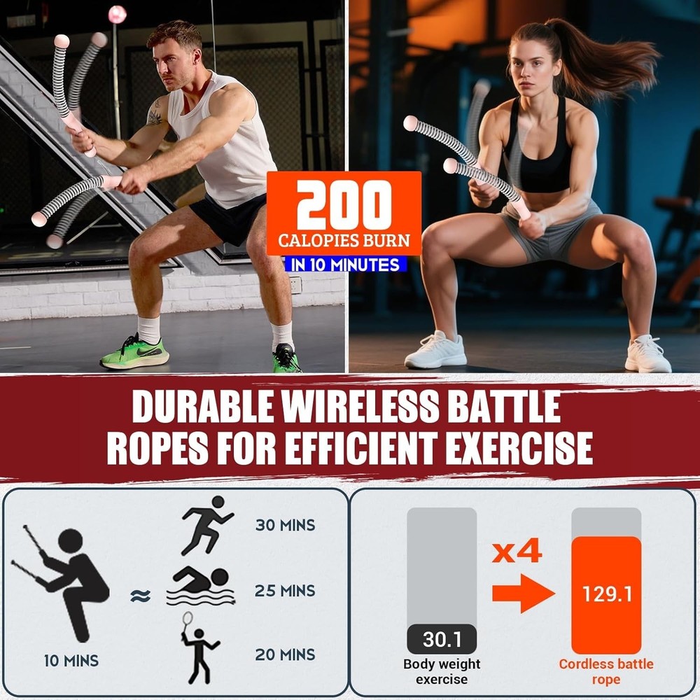 Portable Cordless Battle Ropes with Non-Slip Handle for Efficient Training