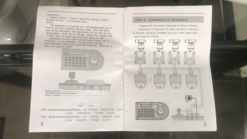 CCTV 3D Joystick Keyboard Controller - Model YN 313C, Communications RS485