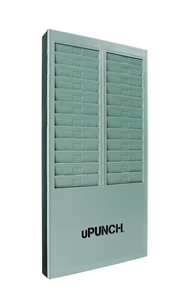 uPunch TIME Card Rack, 24 Pockets, Gray