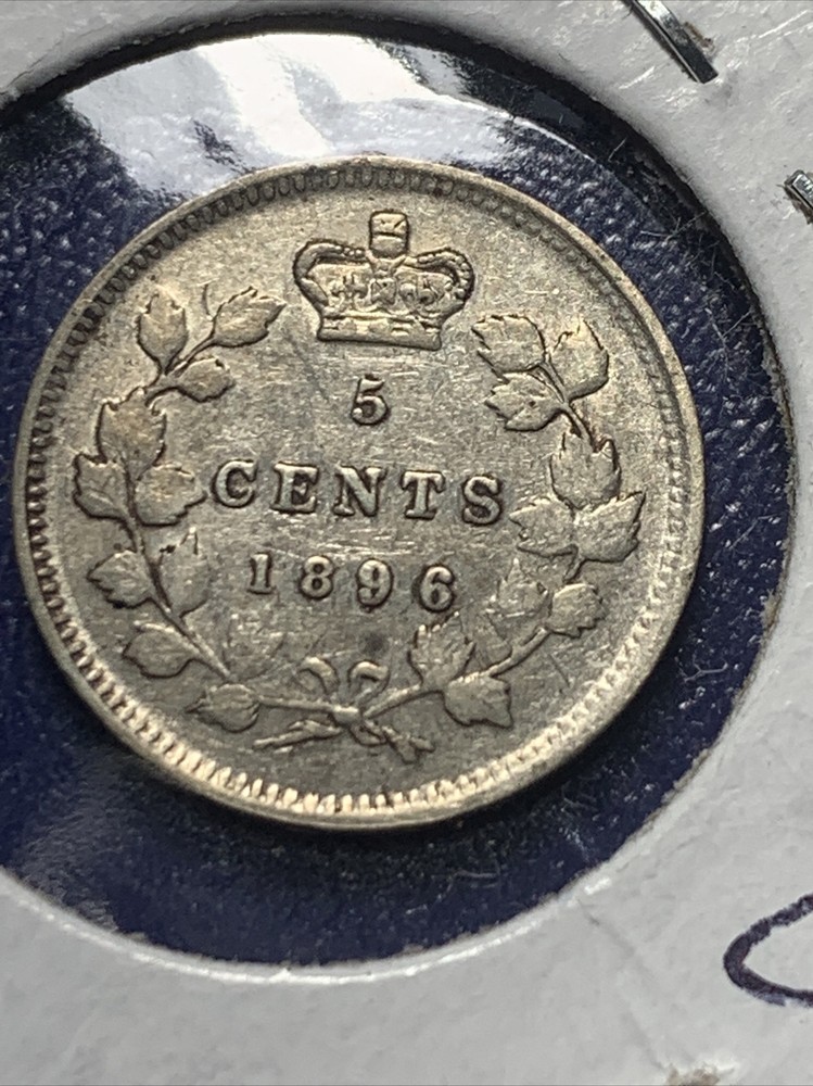 1896 Canada 5 Cents Small Silver Coin