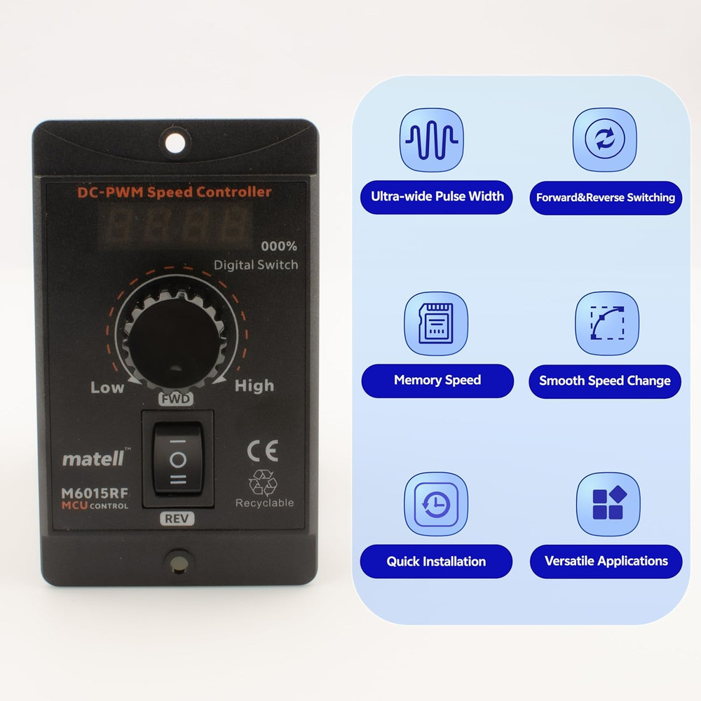 DC 12-60V 20A Motor Speed Controller (Digital Display Forward/Reverse Change)