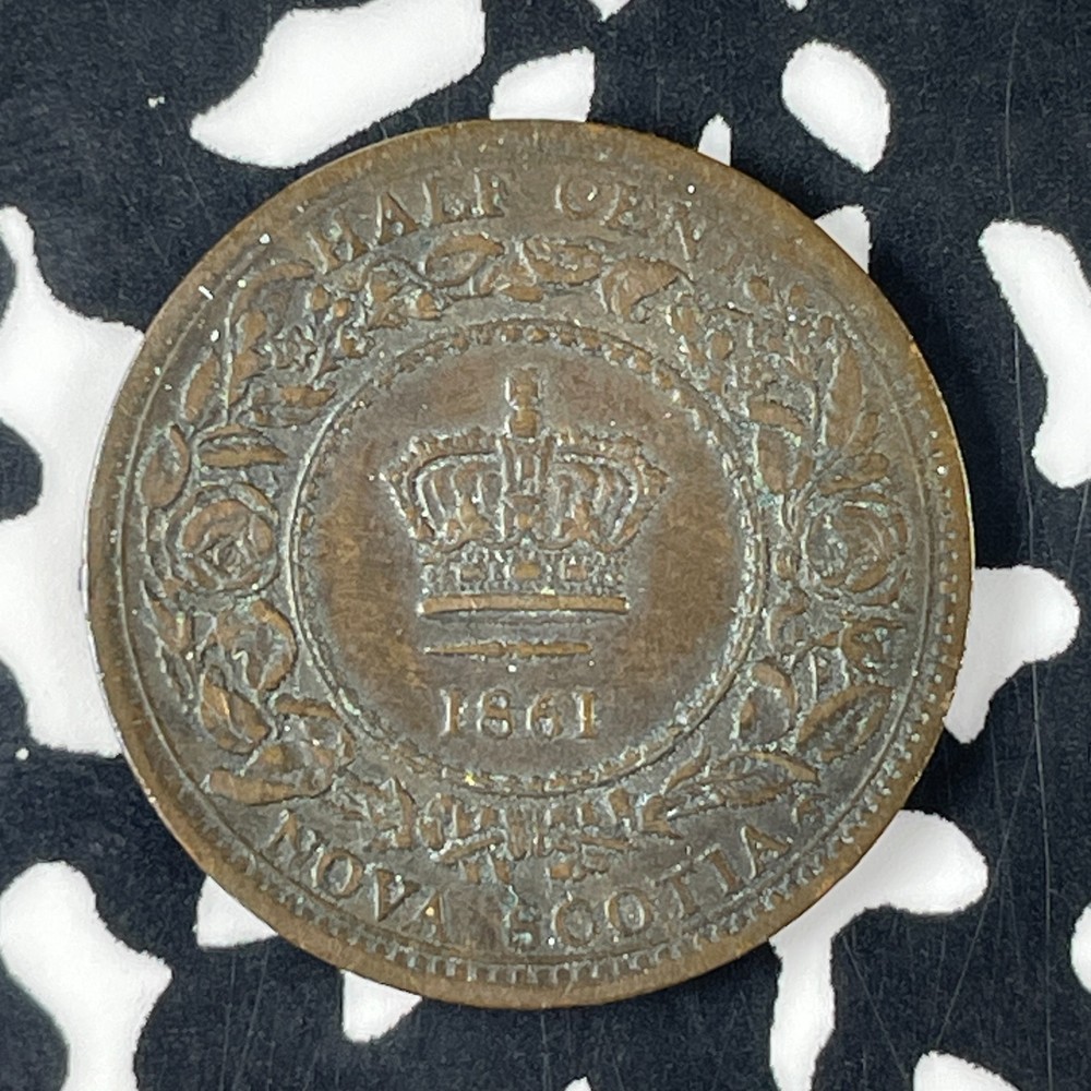 1861 Nova Scotia 1/2 Cent Half Cent Lot#C9981 Nice!