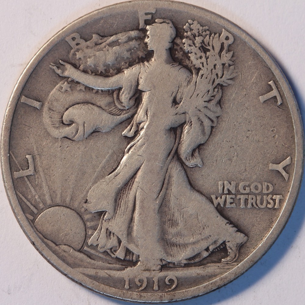 1919 S Walking Liberty Half Dollar, Abt Fine, Sharp, Original, Problem Free!