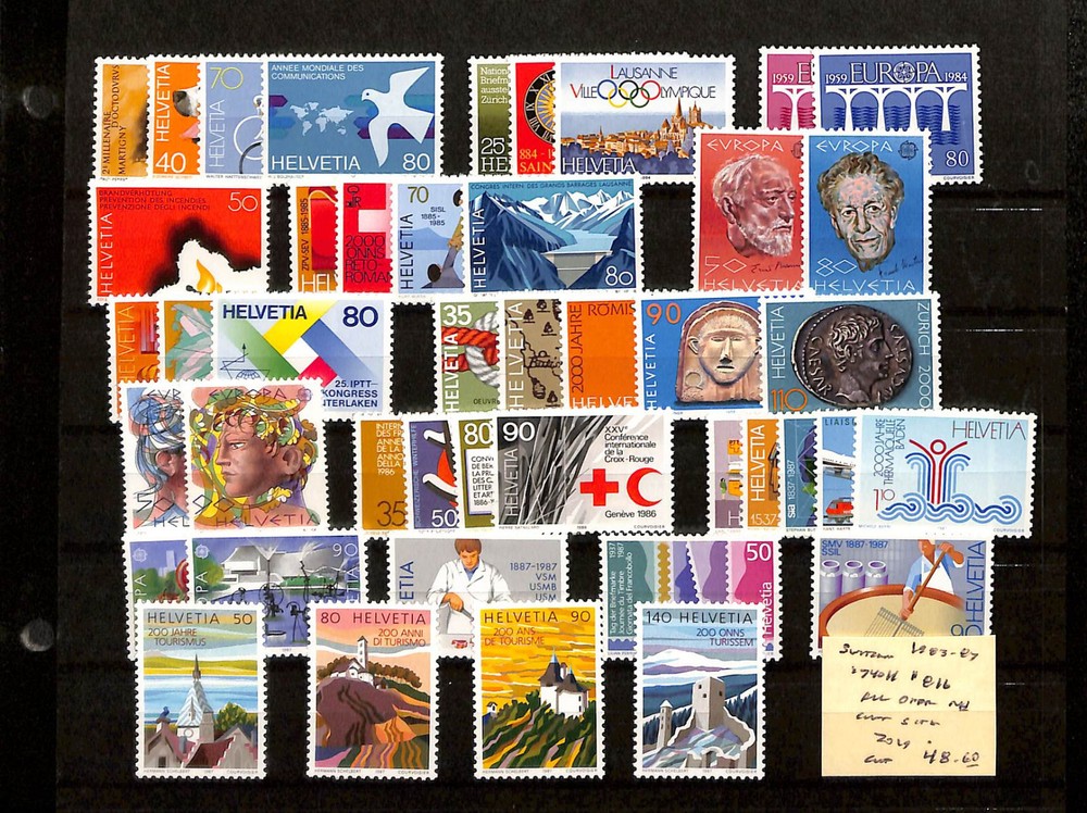 Switzerland, Postage Stamp, #740..816 Mint NH, 1983-1987