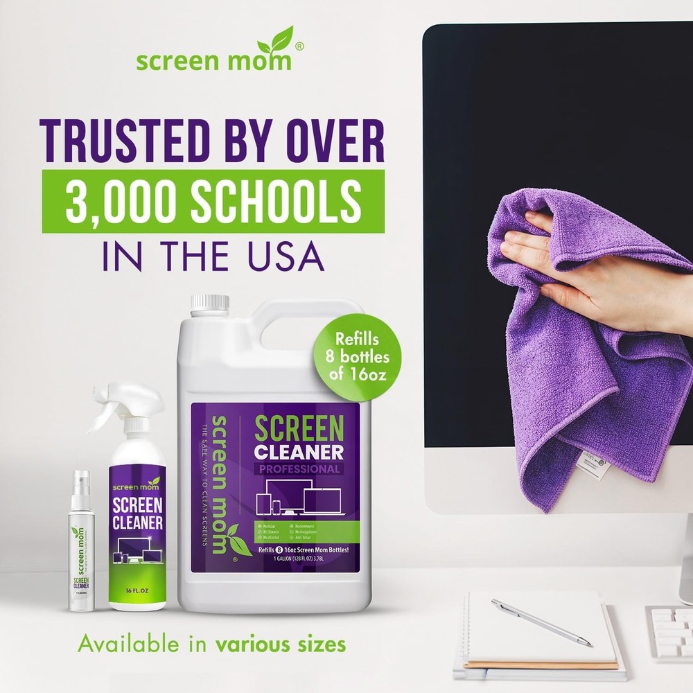 Versatile 32oz Screen Cleaning Spray & Microfiber Cloth - Perfect for Home Tech