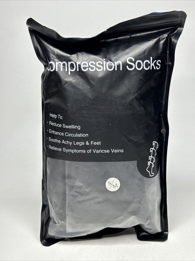 MIRACLE Socks COMPRESSION BLACK 2 Pack Unisex Size Small S/M
