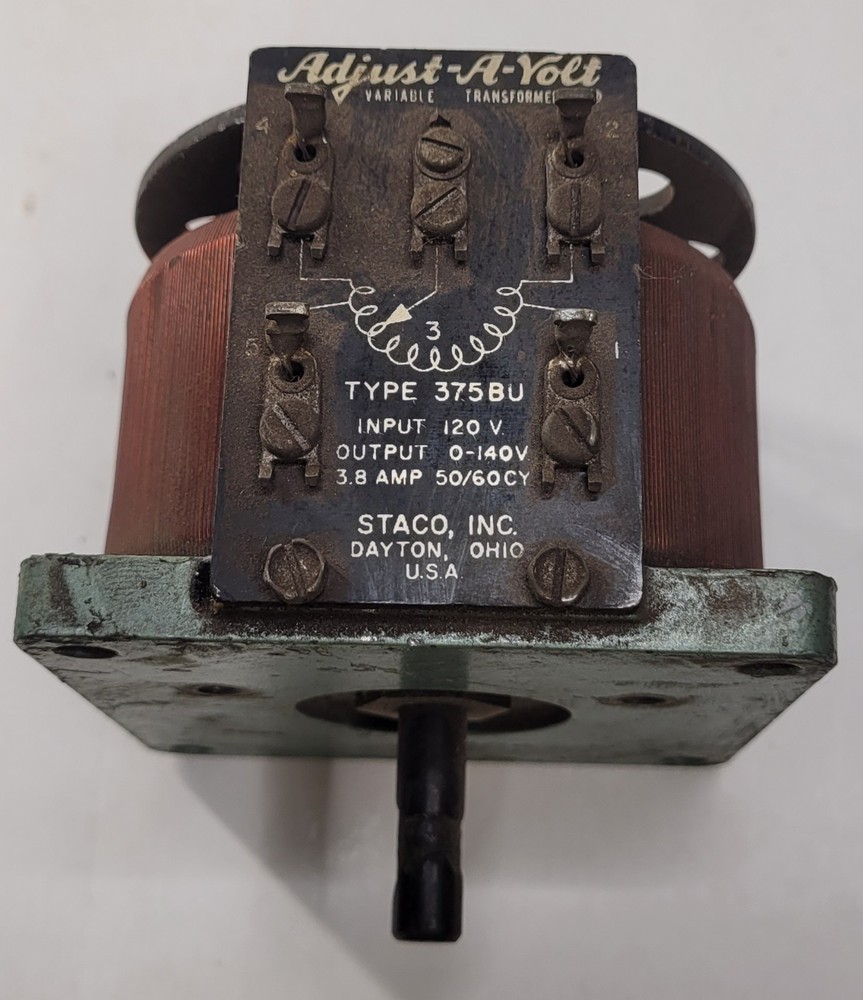 Adjust-A-Volt Variable Transformer Type 375BU Input 120V Output 0-140V Staco