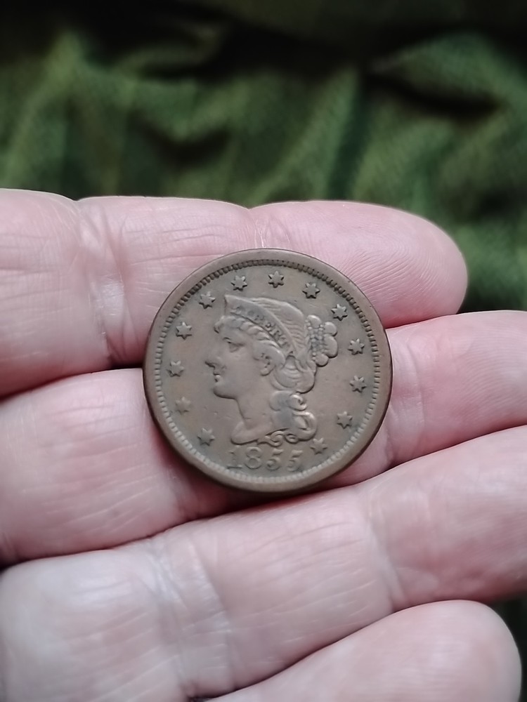 1855 large cent slanting 5's