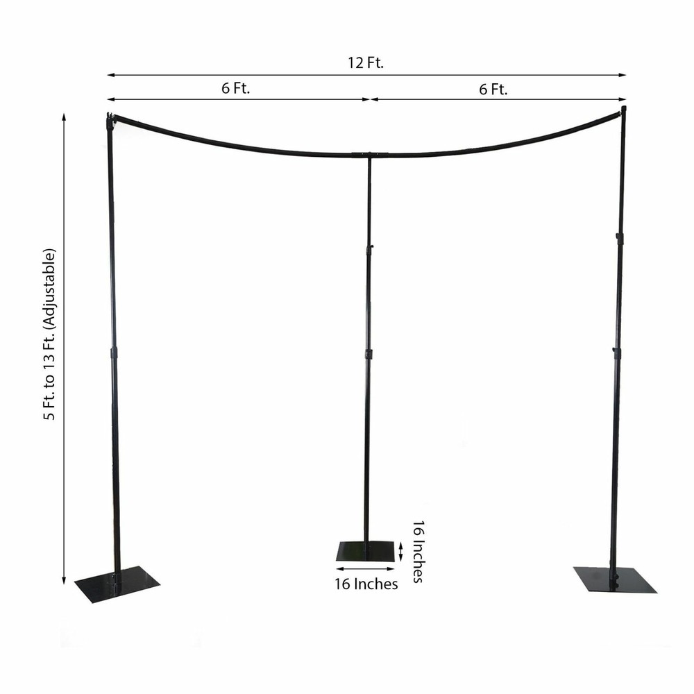 11ft Black Adjustable BACKDROP STAND KIT Curved Pipe Wedding Photo Background
