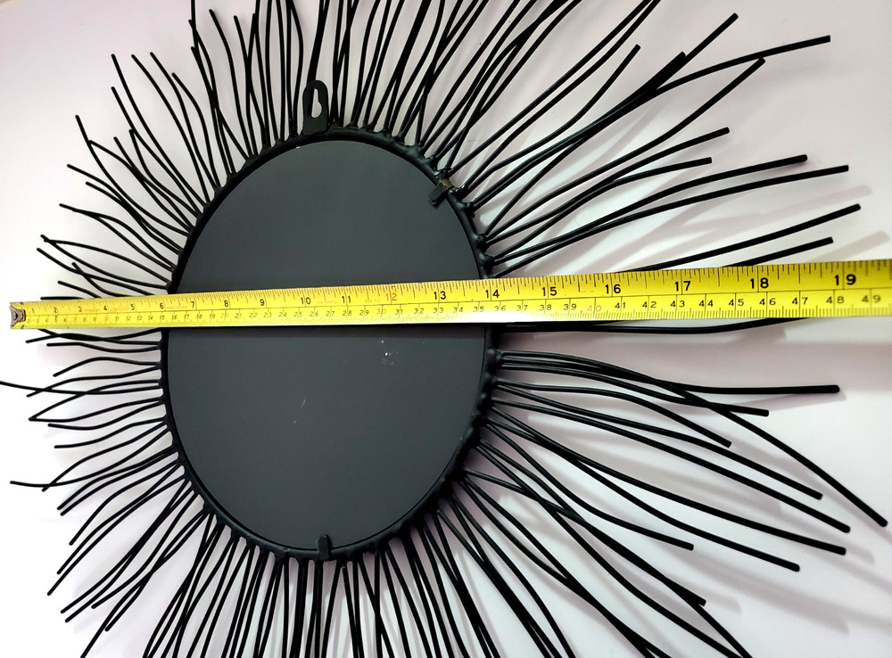 Sunburst Mirror Metallic Black Wall Decor Accent 19" Diameter Mirror 8" Diameter