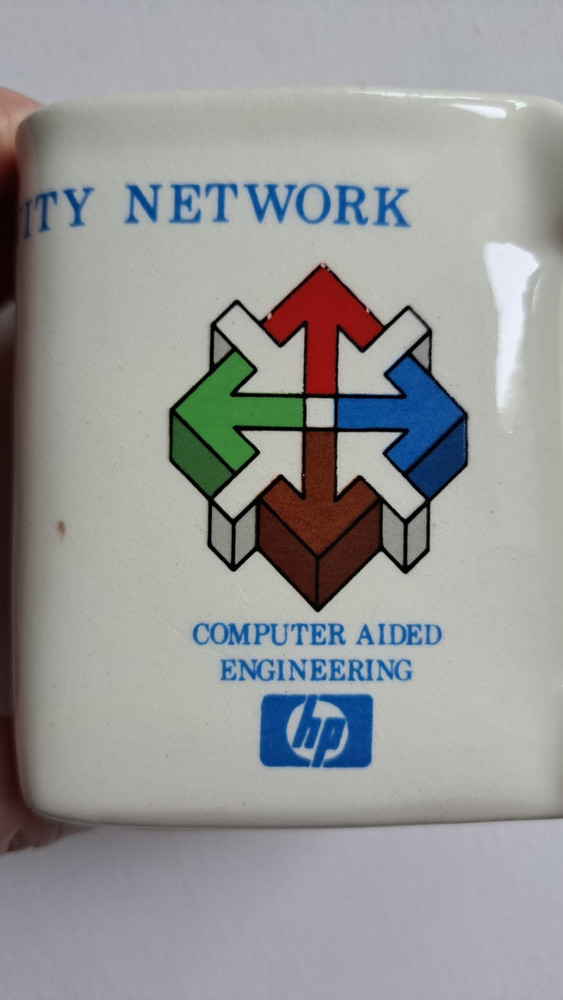 Vintage Square Advertising Hewlett Packard Computer Engineering Coffee Mug Cup