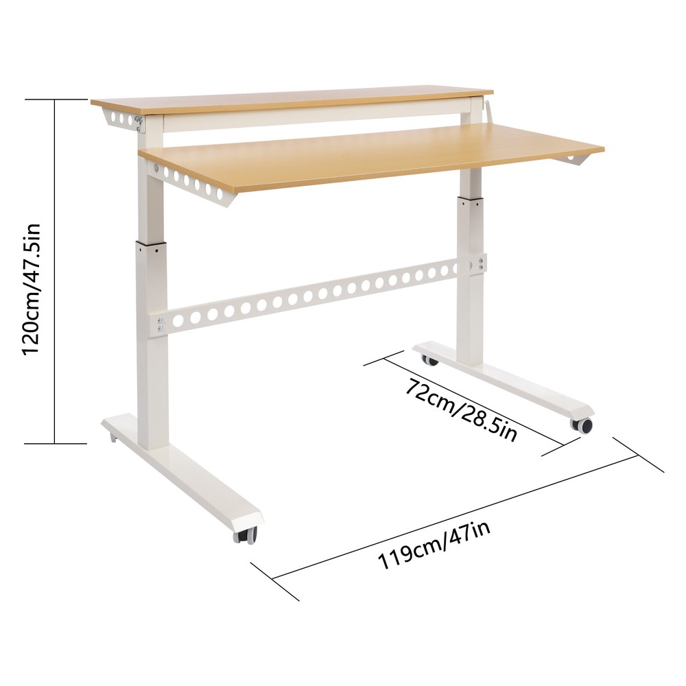 47.5" Home Office Height Adjustable Standing Desk Rolling Computer Desk Office