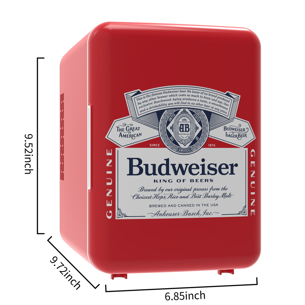Budweiser Beer Red White Blue Mini Fridge Compact Personal Refrigerator Retro
