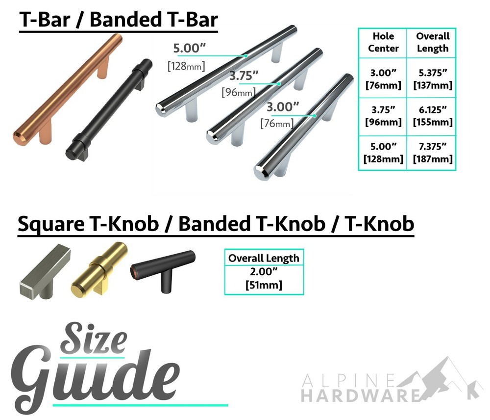Kitchen Cabinet Bar Handle Pulls (T-Bars and T-Knobs)