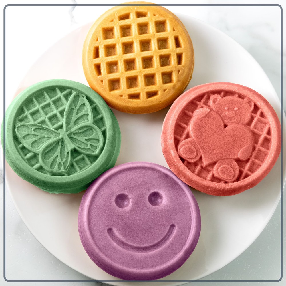 MyMini 5 Plate Waffle Maker Bundle, 400 Watts, Peach