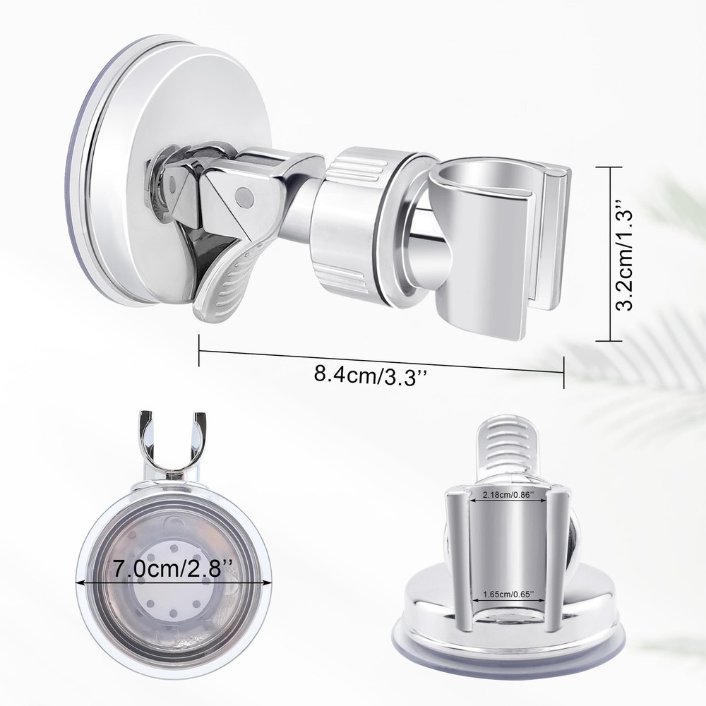 Quacc Adjustable Shower Head Holder Handle Clip Removable Silver