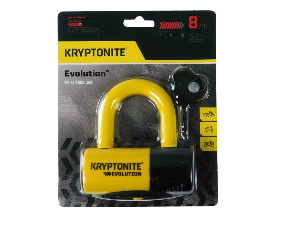 Kryptonite Evolution Series 4 Disc Lock Yellow and 410 4 ft Looped Cable