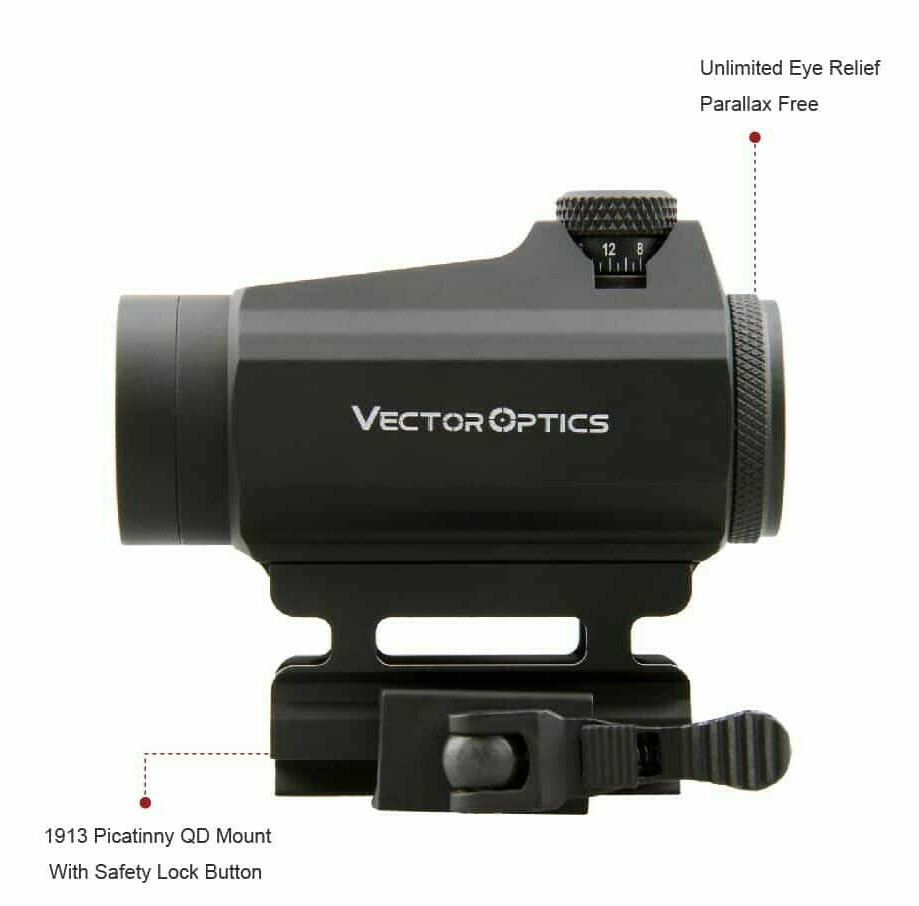 Vector Optics 1x22 Micro Red Dot Sight w/ QD Riser Mount & Low Profile Base g2