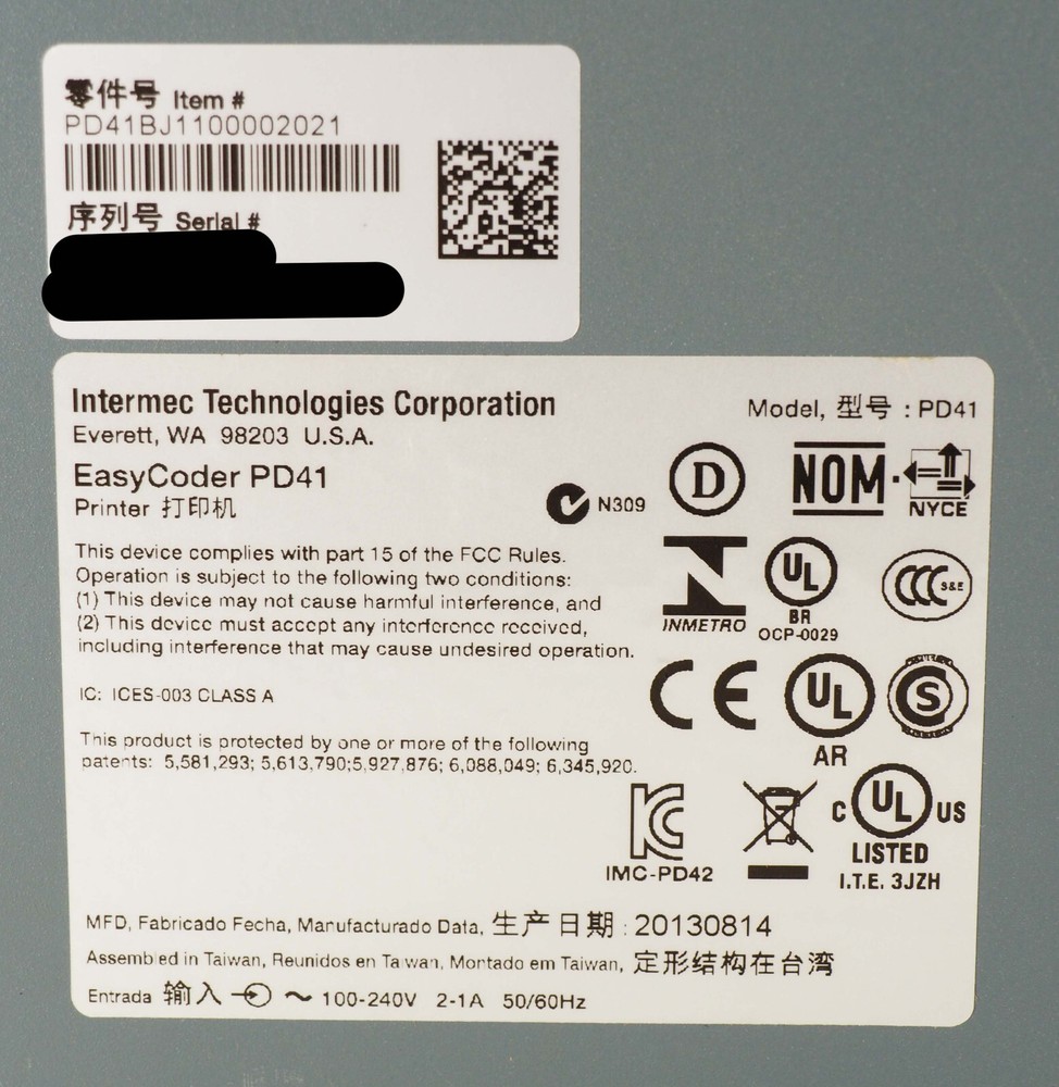 INTERMEC TECHNOLGIES CORPORATION EasyCoder PD41 PD41BJ11002021 Thermal Printer