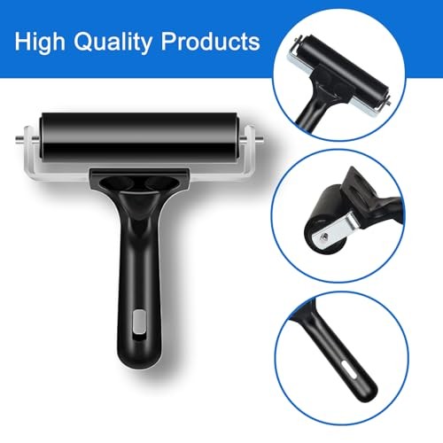 2 Pack Brayer Rollers, Professional Rubber Art Rollers with Comfortable Hand