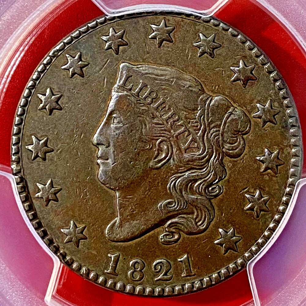 PCGS-XF! 1821 CORONET HEAD LARGE CENT