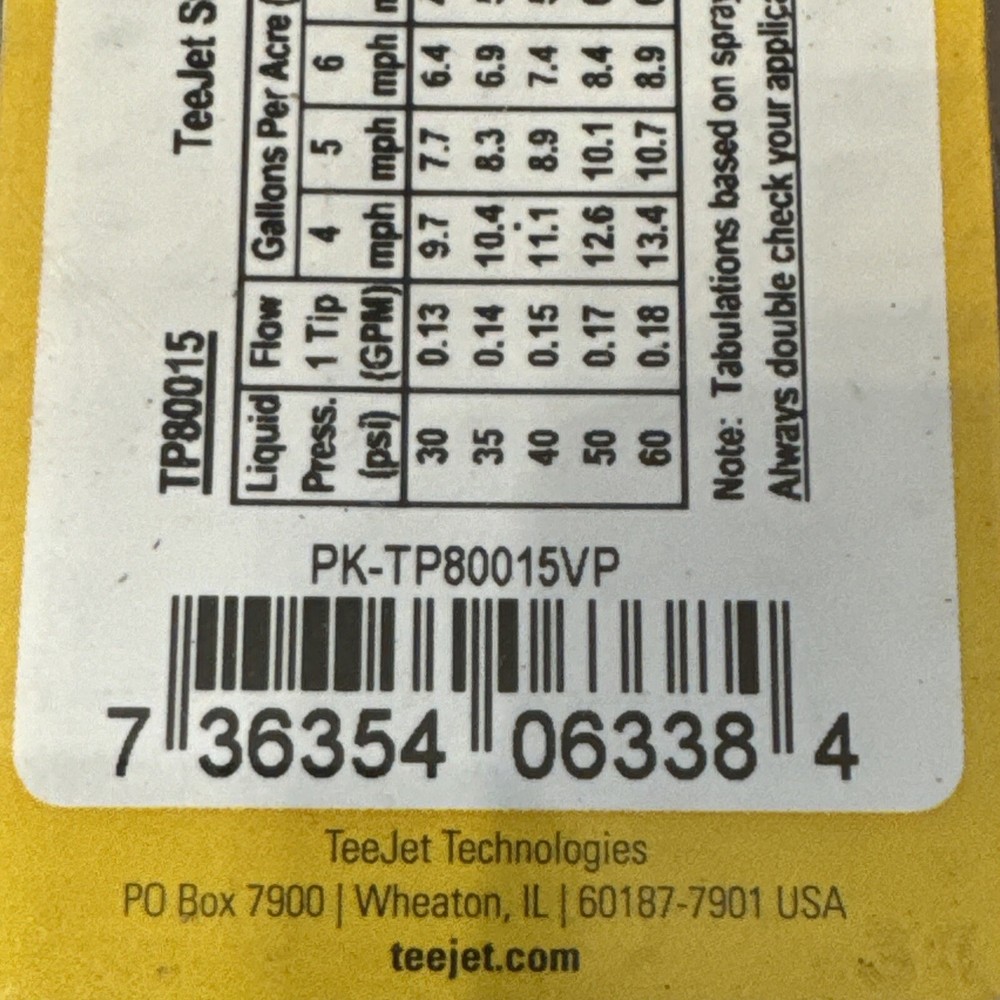 TeeJet TP80015VP Flat Spray Tip 80 Qty 4