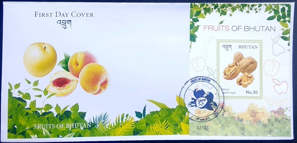SD BHUTAN 12 DIFF FDC YEAR 2017 ISSUES BIRD BUDDHA BUDDHISM FRUIT SEE SCANS