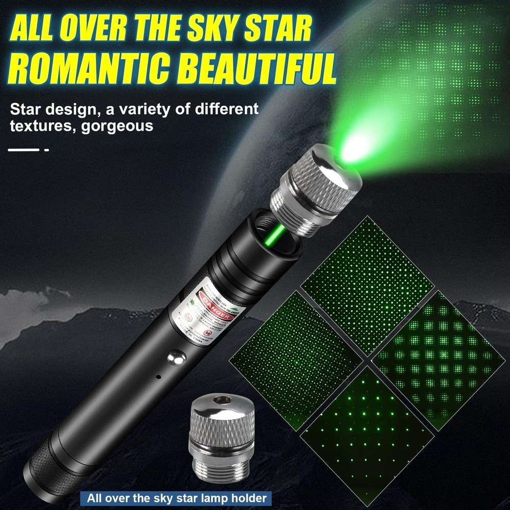 Green Laser Pointer High Power, Rechargeable Flashlight with Laser Pointer, Long