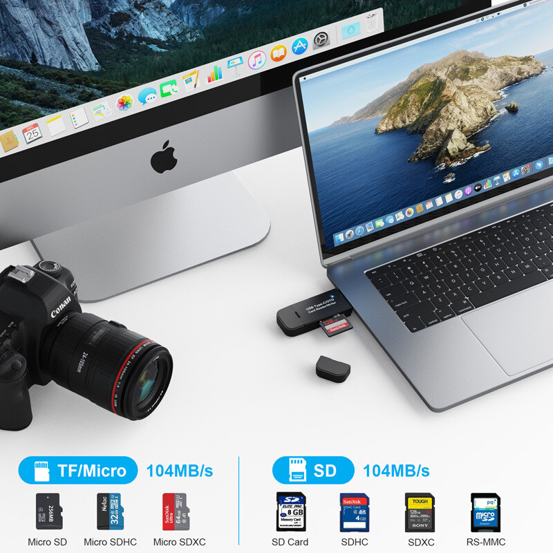 Card Reader USB 2.0 Type C Micro SD TF OTG Smart Memory Adapter Laptop ComputerC