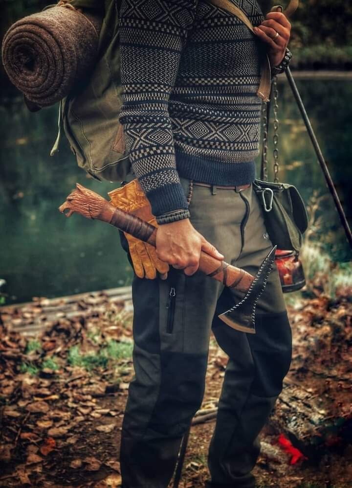 Hand-Forged Axe with Wolf-Shaped Engraved Handle – Display or Gift for Him