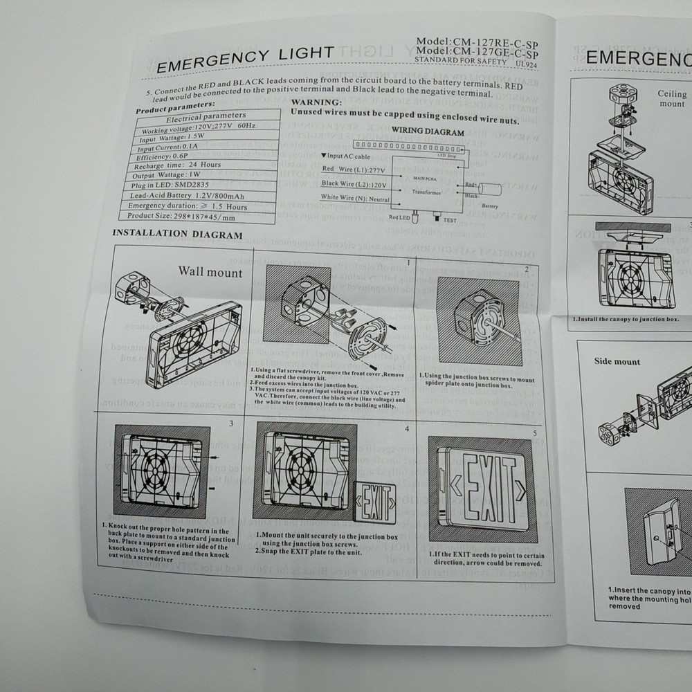 6 Pack LED Exit Sign Emergency Light Battery Backup 120/277V UL Red Double Face