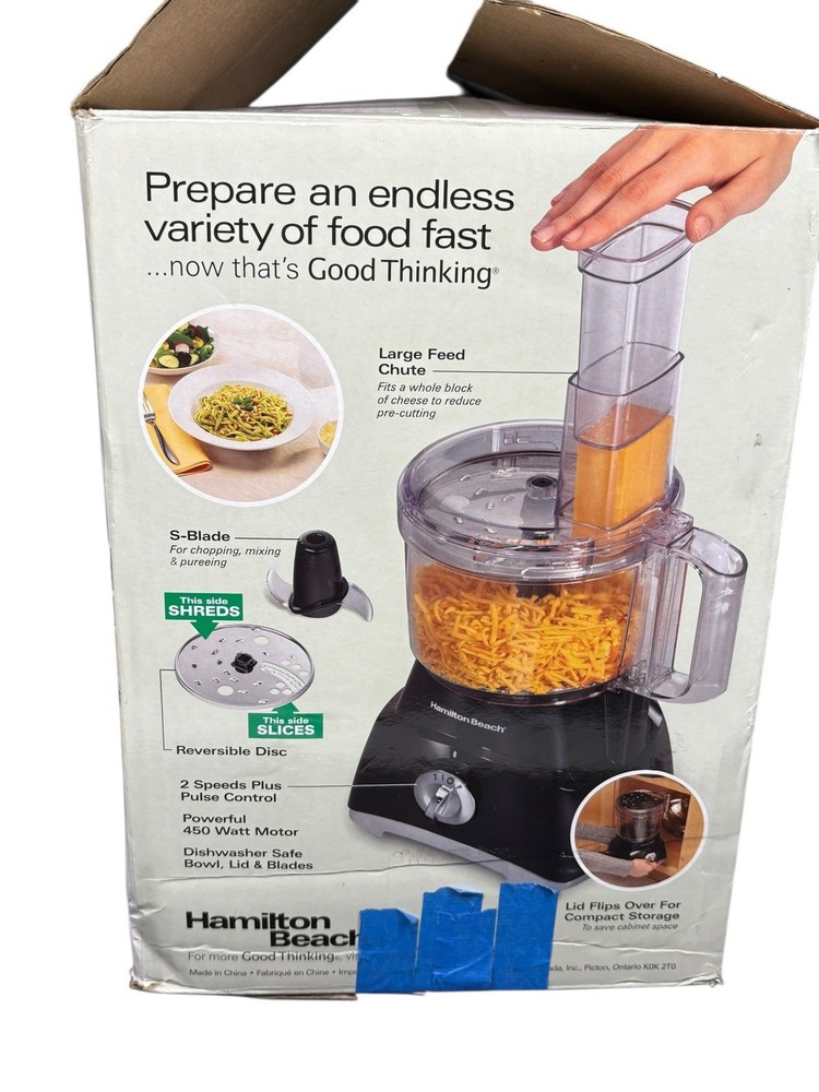 Open Box Hamilton Beach 8 Cup Capacity 2 Speed Food Processor - Black