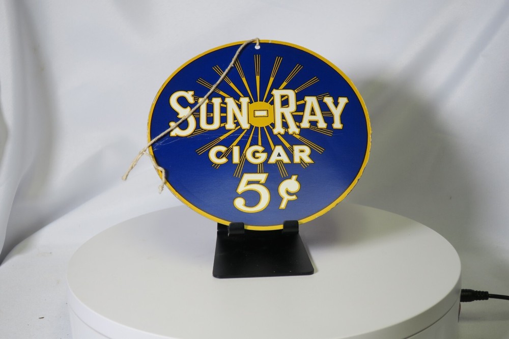Vintage Sun Ray Cigar Cardboard Double Sided Fan Pull