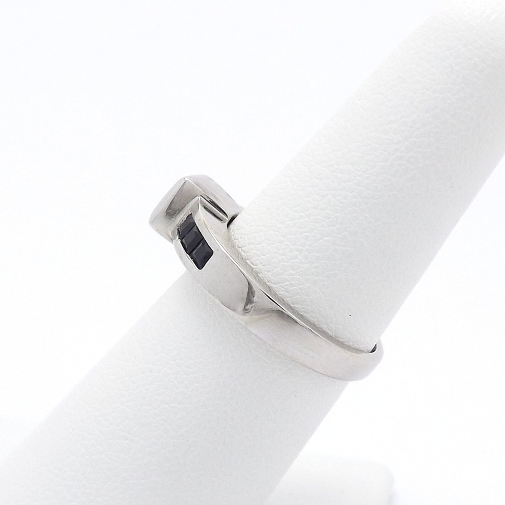 Solid 14k White Gold Natural Diamond Sapphire Engagement Ring Channel Setting