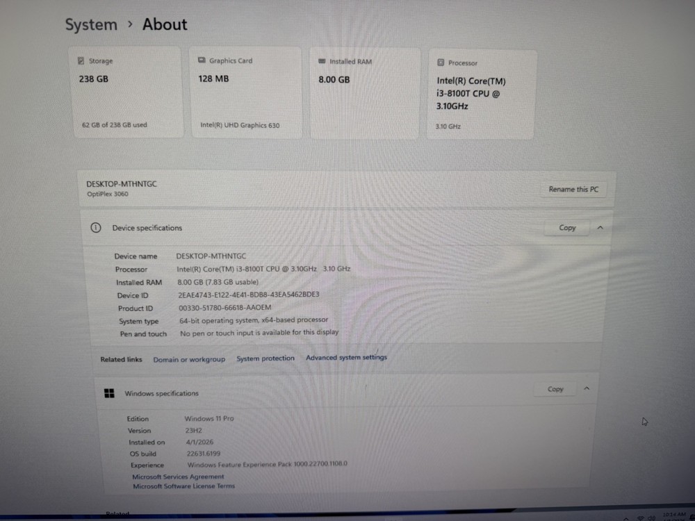 Dell OptiPlex 3060 Micro I3-8100T