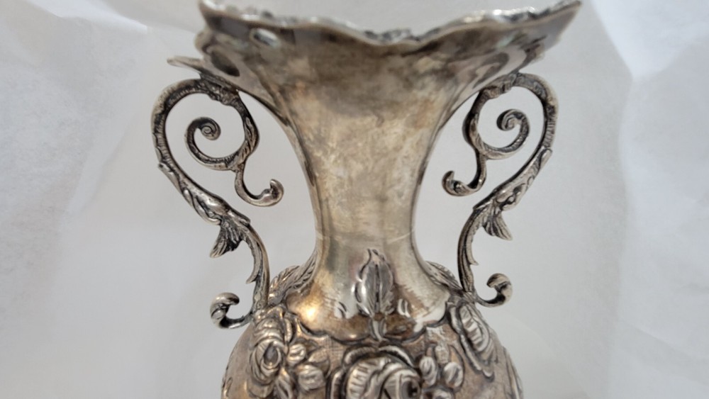 STERLING SILVER REPOUSSE VASE