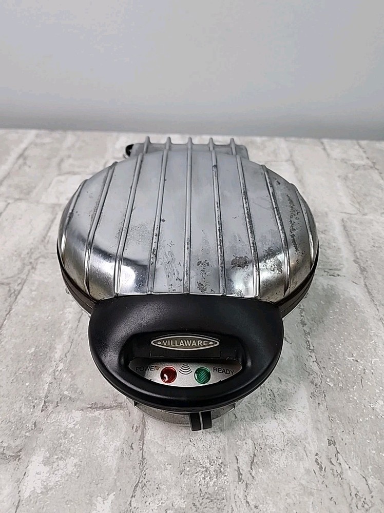 VillaWare Nonstick Waffle Maker 2004 Uno Classic 7'' Round Tested & Working