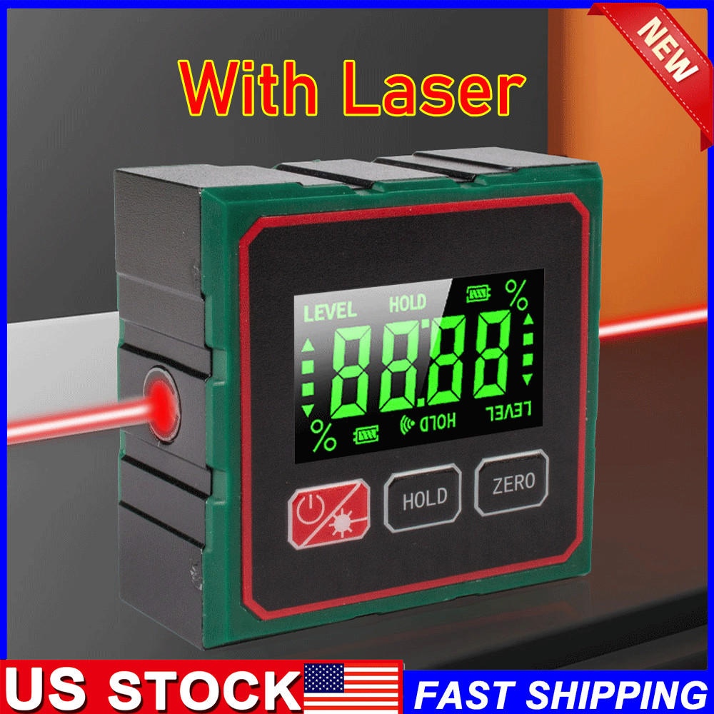 Digital Angle Finder with Electronic Laser - 4-side Strong Magnetic Angle Gauge.