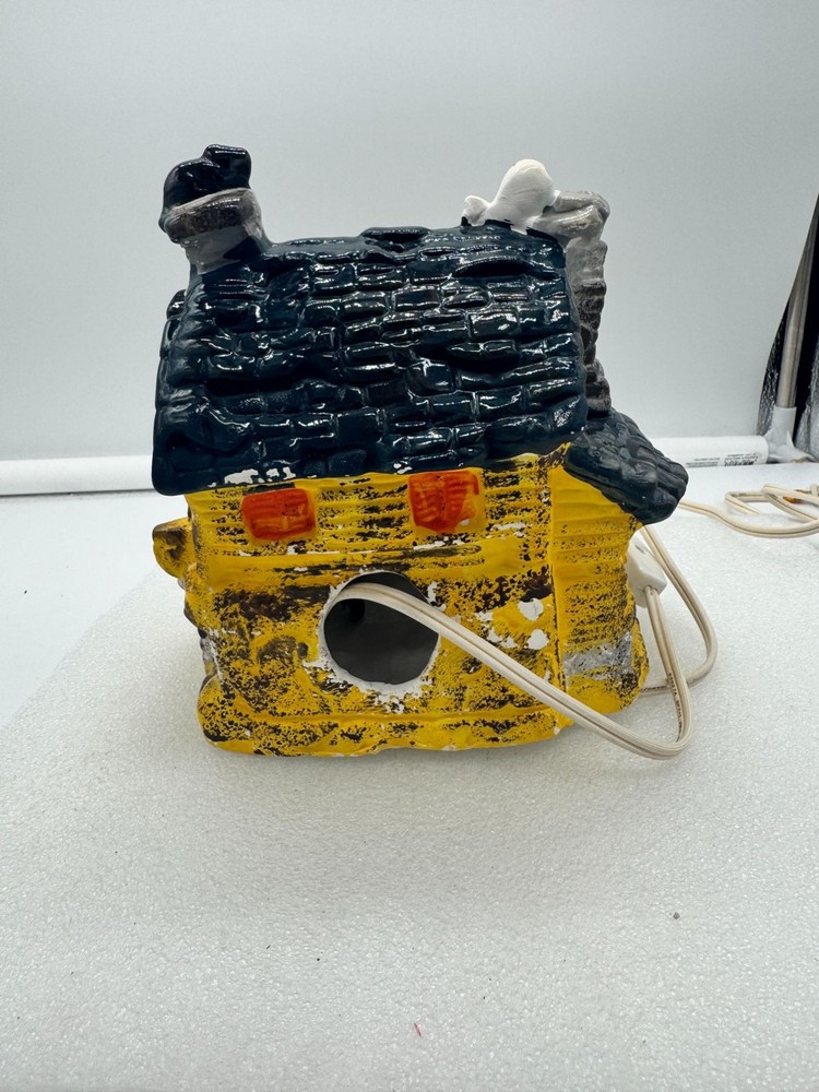 Earthenware Ceramic Lighted Haunted House Halloween Decor