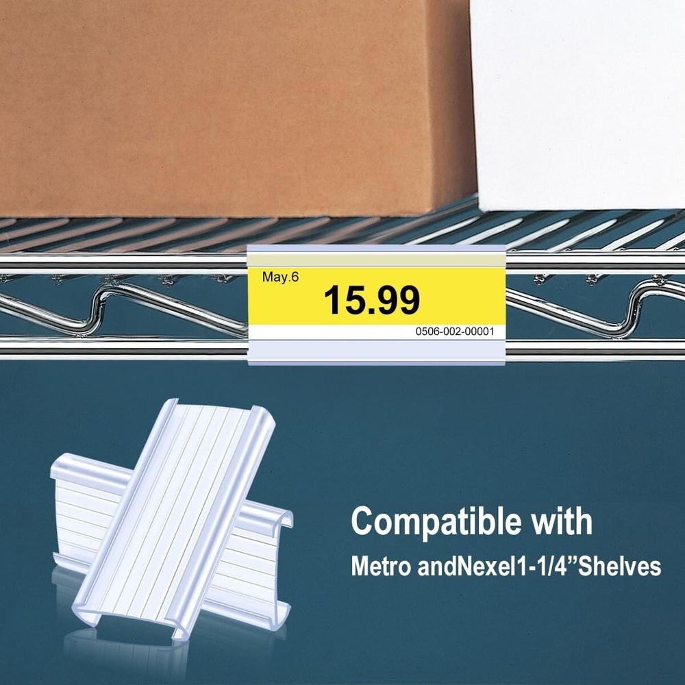 Efficient Labeling Solution – 30 Pcs Plastic Wire Shelf Label Holders 3" x 1.25"