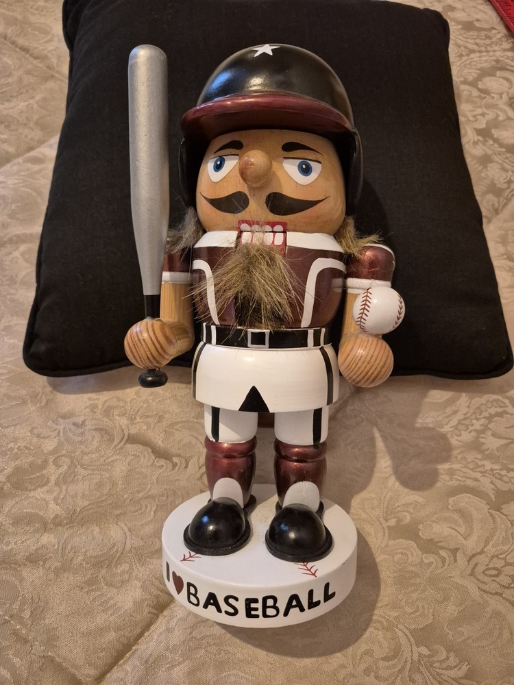 I LOVE BASEBALL 11" WOODEN NUTCRACKER