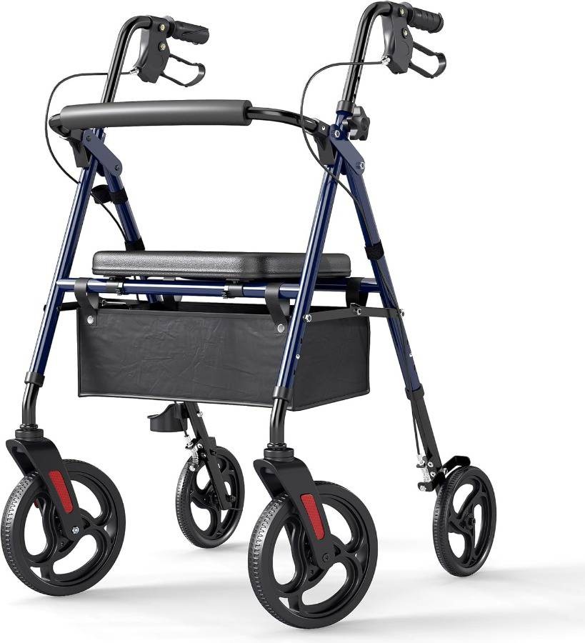 ELENKER Rollator Walker 10" Wheels Sponge Pad