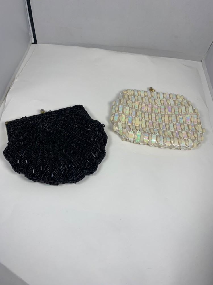 2 Vintage Beaded and shell small purses Clean