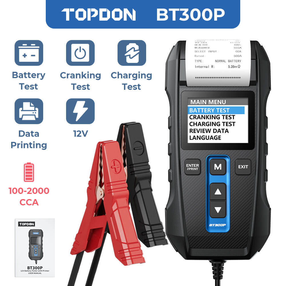 TOPDON Battery Analyzer 12V Car Battery Voltage Load Tester 100~2000CCA