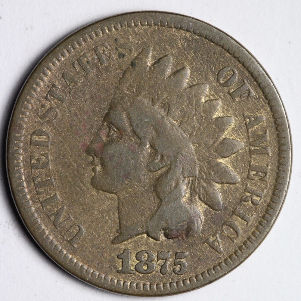 1875 Indian Head Cent Penny FINE E128 T