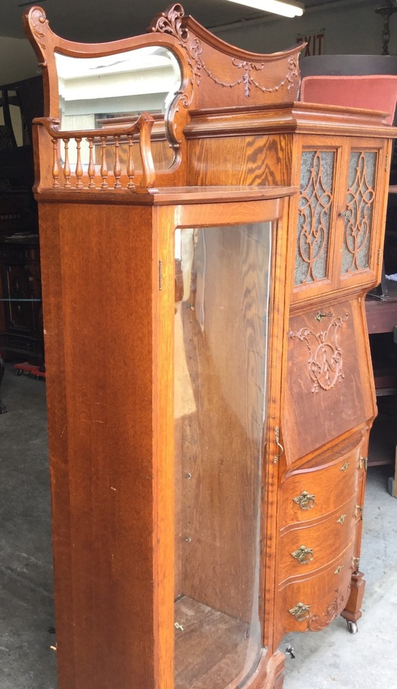VICTORIAN OAK DESK BOOKCASE COMBINATION