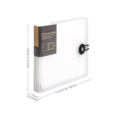 CD Case, 1Capacity CD/DVD Case Holders Wallet Hard Plastic 2 Translucent White