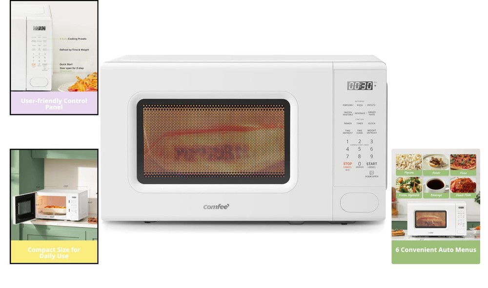 Functional Retro Microwave Oven with Child Lock and Efficient Cooking Programs
