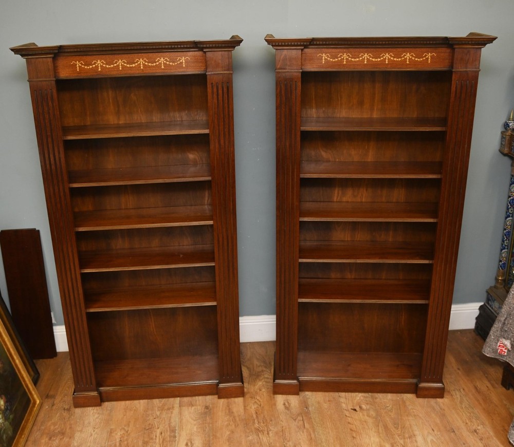 Regency Bookcase Sheraton Inlay Open Front Book Case