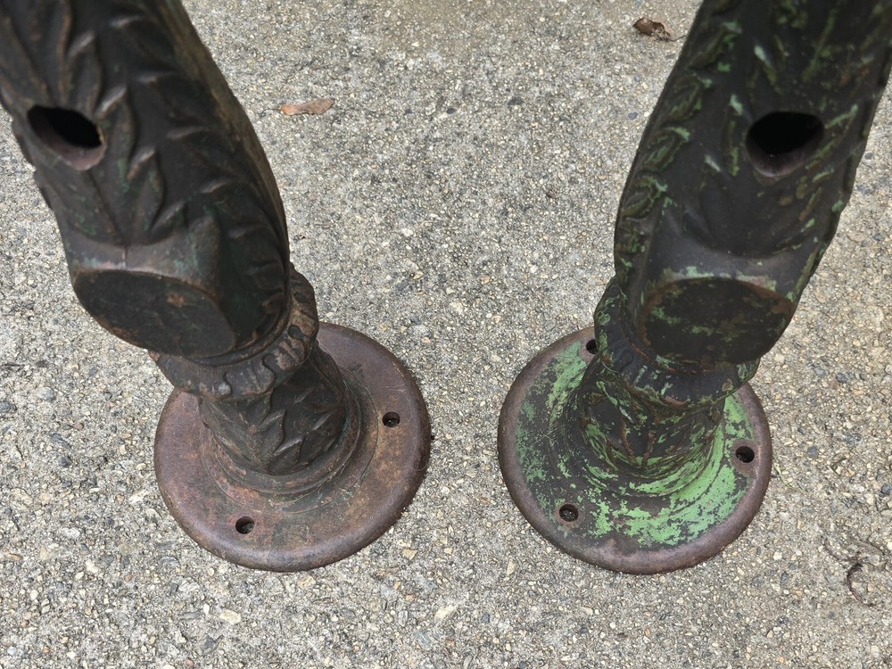 Old CAST IRON Architectural Salvage Holyoke Ma Rail Posts Pair